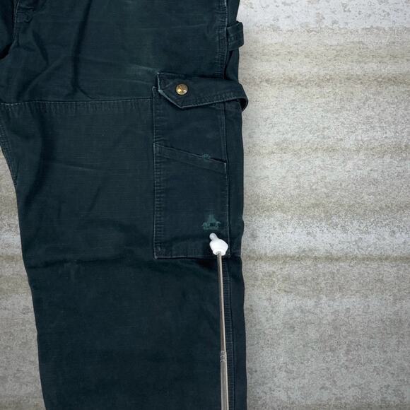 Vintage 90s Carhartt Carpenter Pants 38x32 Baggy Wide Leg Fit Black Double Knees - Picture 10 of 12